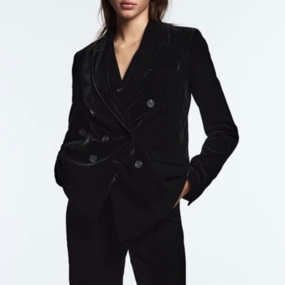Zara Jackets & Blazers - Zara Double Breasted Velvet Blazer